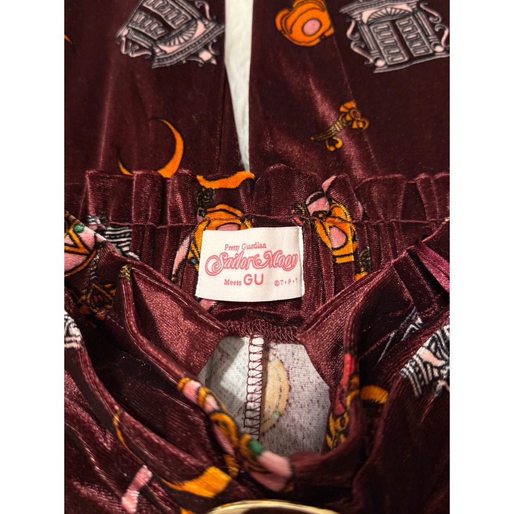 Sailor Moon x GU Velvet Dark Red Wide Leg Pants - Picture 4 of 4